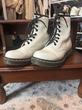 Dr. Martens Cream Leather 8-Eye Lace-Up Boots